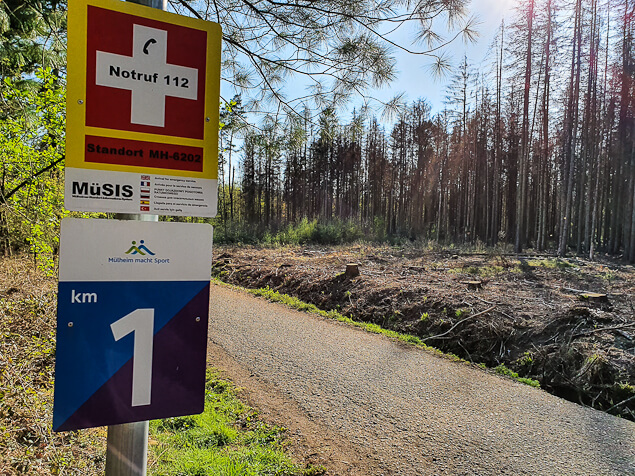 Km-Angabe auf vermessener Strecke