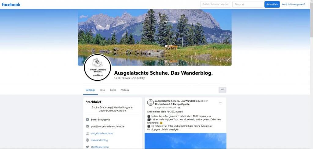Wanderblog Facebook-Fanpage