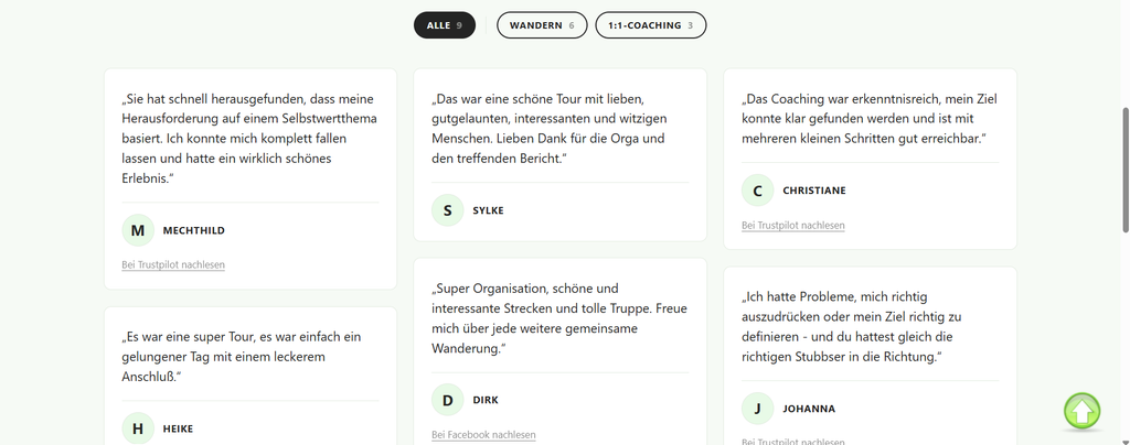 Weitere Kundenstimmen auf der Erfolgswand „Das sagen andere“ als Kacheln dargestellt.